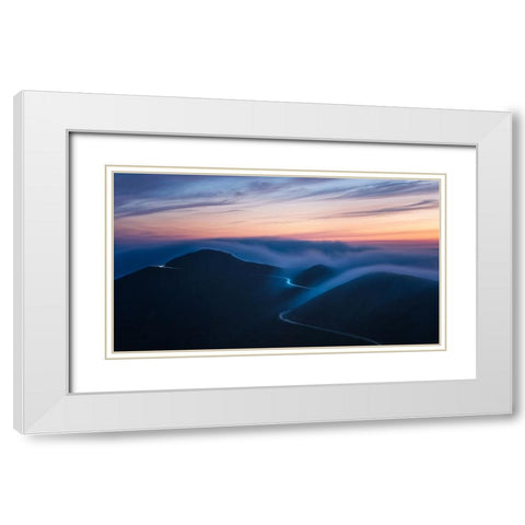 Soaking In Fog White Modern Wood Framed Art Print with Double Matting by Ren, Chuanxu