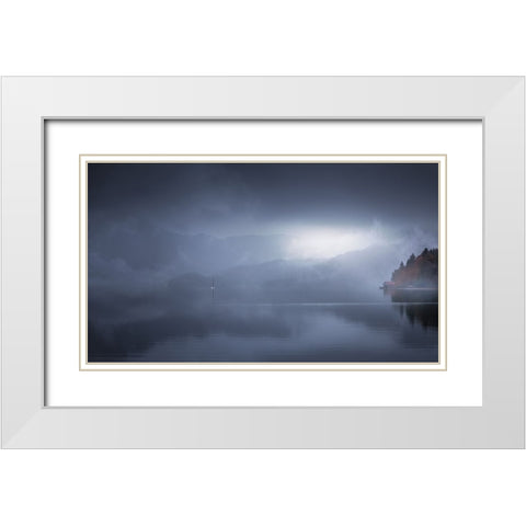 Foggy Morning In Walchensee 7R20727 White Modern Wood Framed Art Print with Double Matting by Joanaduenas