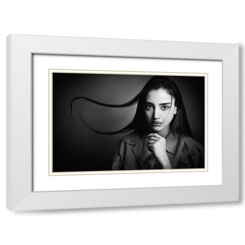 Hair Dance White Modern Wood Framed Art Print with Double Matting by Heydari, Amir