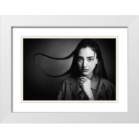 Hair Dance White Modern Wood Framed Art Print with Double Matting by Heydari, Amir