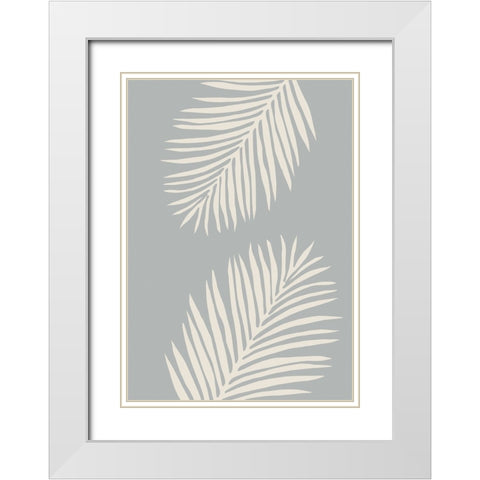 Leaves 008 White Modern Wood Framed Art Print with Double Matting by Pictufy Studio