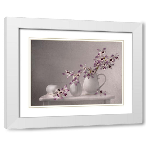 Lilac Orchid White Modern Wood Framed Art Print with Double Matting by Perfoncio, Margareth