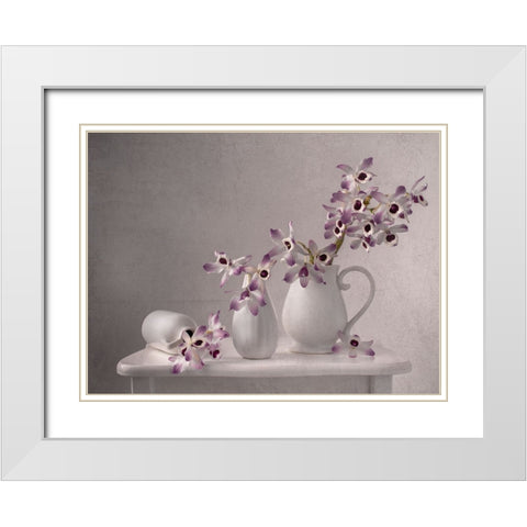 Lilac Orchid White Modern Wood Framed Art Print with Double Matting by Perfoncio, Margareth