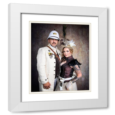 Steampunk Wars - The Diplomat  With Wife White Modern Wood Framed Art Print with Double Matting by Springgay, Daniel