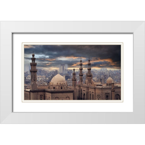 Between Past And The Present White Modern Wood Framed Art Print with Double Matting by Olwy, Moutaz