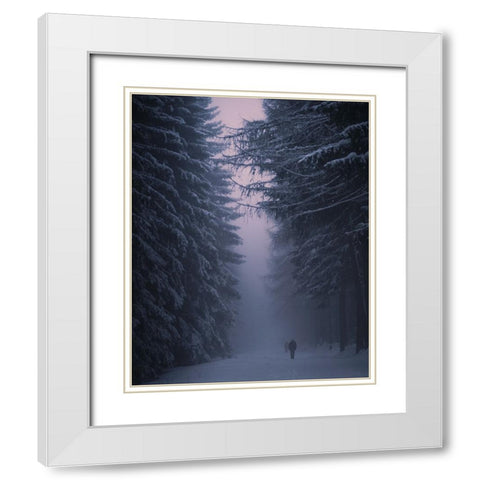 Winter Night White Modern Wood Framed Art Print with Double Matting by Vukmanov, Adam