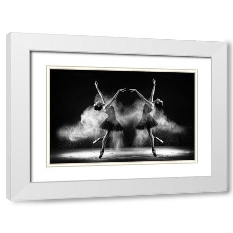 Double Bends White Modern Wood Framed Art Print with Double Matting by Bunjamin (Abe), Antonyus