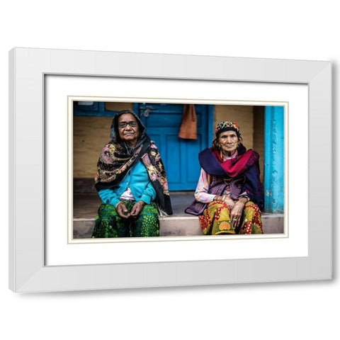 Sisters White Modern Wood Framed Art Print with Double Matting by Adrian