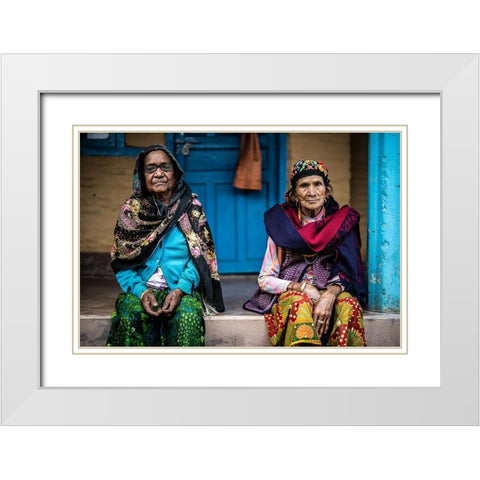 Sisters White Modern Wood Framed Art Print with Double Matting by Adrian