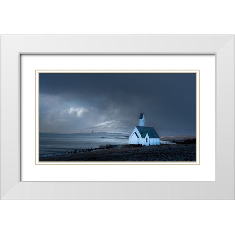 Lonely White Modern Wood Framed Art Print with Double Matting by Lu, Alex