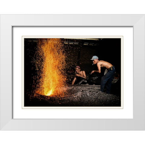 At Work 2 White Modern Wood Framed Art Print with Double Matting by Yuk Kong, John