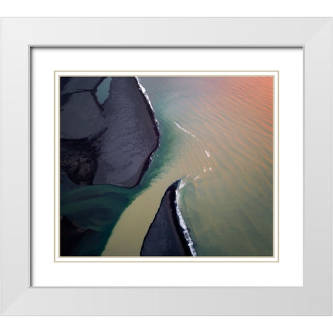RIVer Mouth In Sunrise Light White Modern Wood Framed Art Print with Double Matting by Dou, Shenshen
