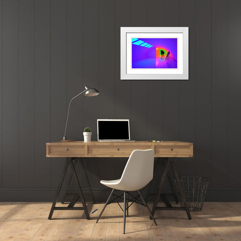 Charming Girl White Modern Wood Framed Art Print with Double Matting by Chang, Jiangping