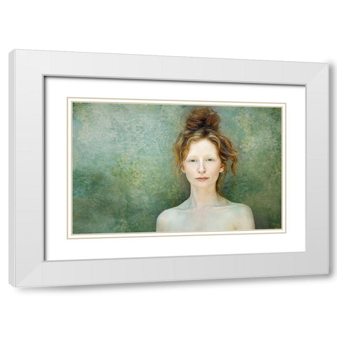 Lucy I White Modern Wood Framed Art Print with Double Matting by Kenp