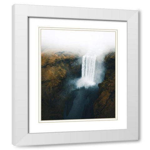 Skogafoss White Modern Wood Framed Art Print with Double Matting by Ziomek, Witold