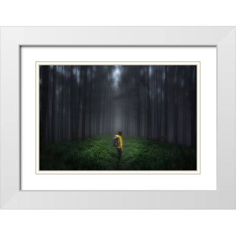 Anxious Forest White Modern Wood Framed Art Print with Double Matting by Sugita, Masaki