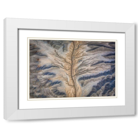 Badlands From The Above White Modern Wood Framed Art Print with Double Matting by Zheng, Michael