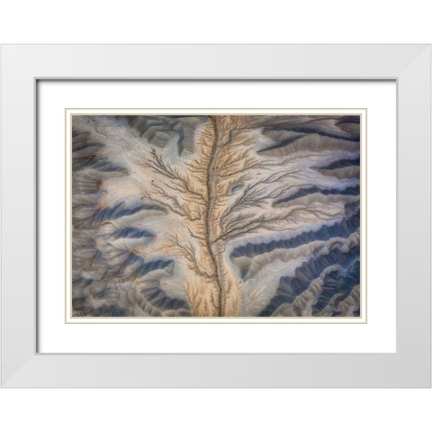 Badlands From The Above White Modern Wood Framed Art Print with Double Matting by Zheng, Michael