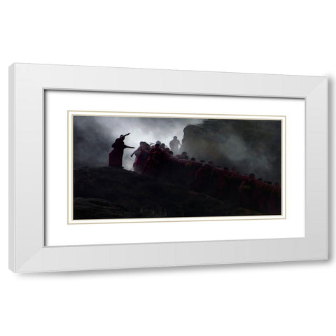 Tibetan Buddhist Symphony White Modern Wood Framed Art Print with Double Matting by Nie, Yibing