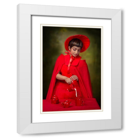 Tea Ceremony White Modern Wood Framed Art Print with Double Matting by Chattopadhyay, Debasish