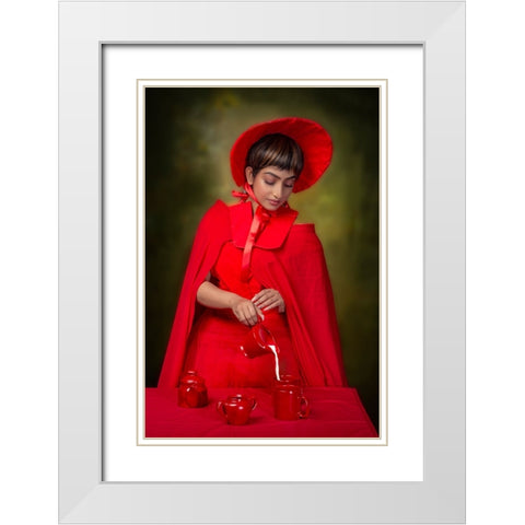 Tea Ceremony White Modern Wood Framed Art Print with Double Matting by Chattopadhyay, Debasish