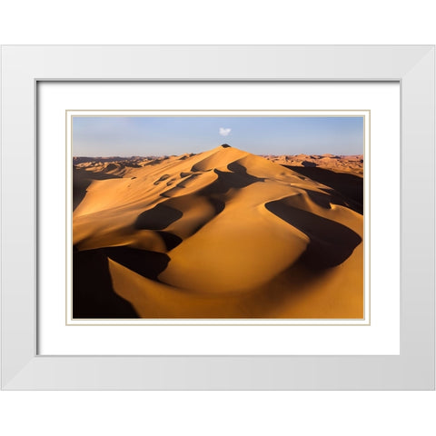 A Sand Volcano White Modern Wood Framed Art Print with Double Matting by Liao, Yuhan