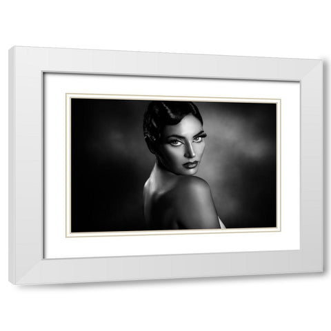 Rossella 3 White Modern Wood Framed Art Print with Double Matting by Tambe, Peppe