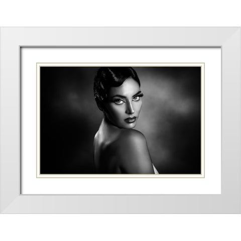 Rossella 3 White Modern Wood Framed Art Print with Double Matting by Tambe, Peppe