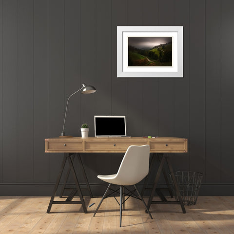 A Bright Place For Mind White Modern Wood Framed Art Print with Double Matting by Manini, Filippo