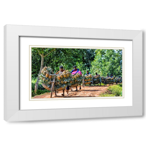 Moving Pineapple White Modern Wood Framed Art Print with Double Matting by Rahman Nasim, Mostafijur