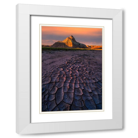 Cracking Beauty 2 White Modern Wood Framed Art Print with Double Matting by P., Ruiqing
