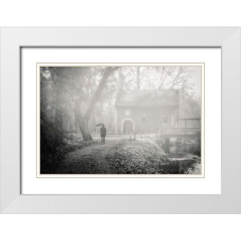 Walking Alone White Modern Wood Framed Art Print with Double Matting by Gilleman, Monique