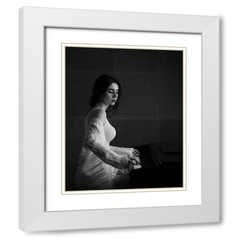 Iranian Female Instrumentalists (Piano) White Modern Wood Framed Art Print with Double Matting by Keramati, Saeed