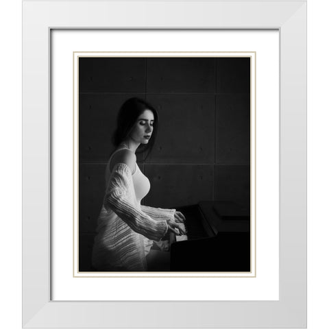 Iranian Female Instrumentalists (Piano) White Modern Wood Framed Art Print with Double Matting by Keramati, Saeed