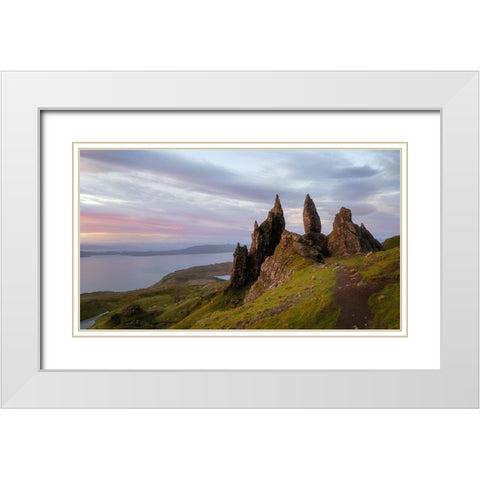 Old Man Storr-Scotland White Modern Wood Framed Art Print with Double Matting by Simon, Ricky