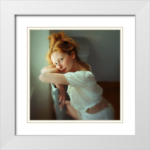 Lucy II White Modern Wood Framed Art Print with Double Matting by Kenp