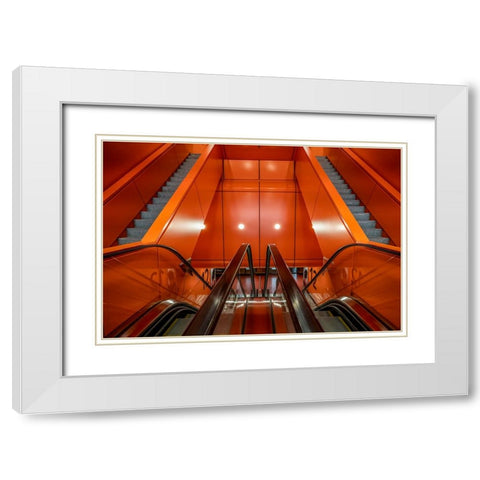 Up And Down White Modern Wood Framed Art Print with Double Matting by Koer, Jaap