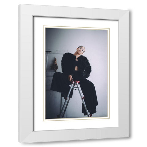 Oto White Modern Wood Framed Art Print with Double Matting by H112O1