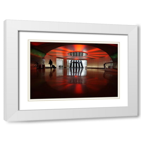 Red - Detroit Metro Airport White Modern Wood Framed Art Print with Double Matting by Ungvari, Rose