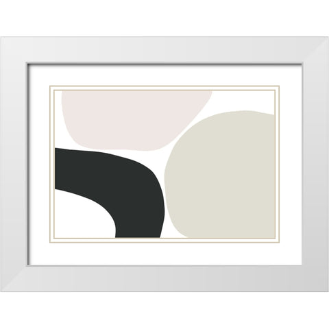 Oneness Abstract No 1 White Modern Wood Framed Art Print with Double Matting by uplusmestudio