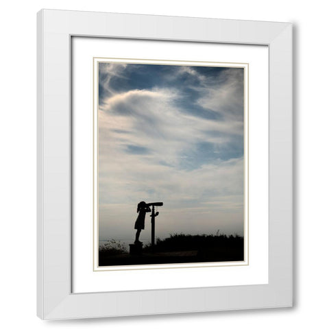 Girl And Binoculars White Modern Wood Framed Art Print with Double Matting by Gronkjar, Lotte
