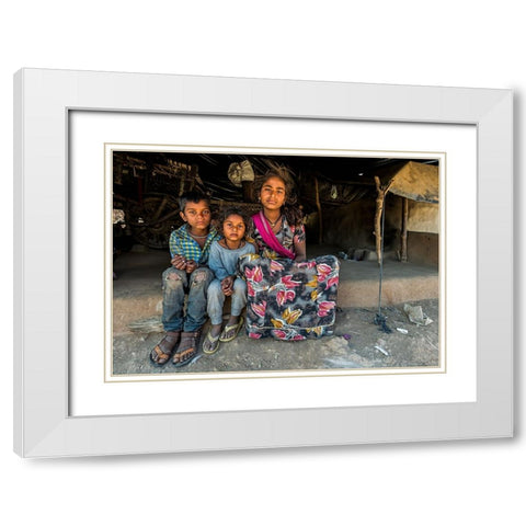 Nomadic Brothers And Sisters White Modern Wood Framed Art Print with Double Matting by Damico, Giuseppe