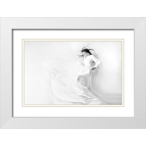 Dance In The Light White Modern Wood Framed Art Print with Double Matting by Taghipour, Marjan