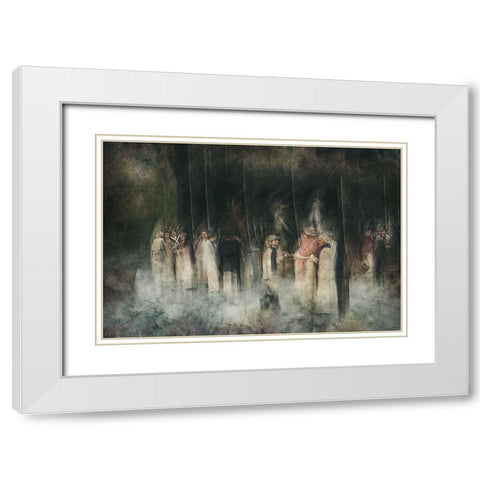The Public White Modern Wood Framed Art Print with Double Matting by Van Der, Jan