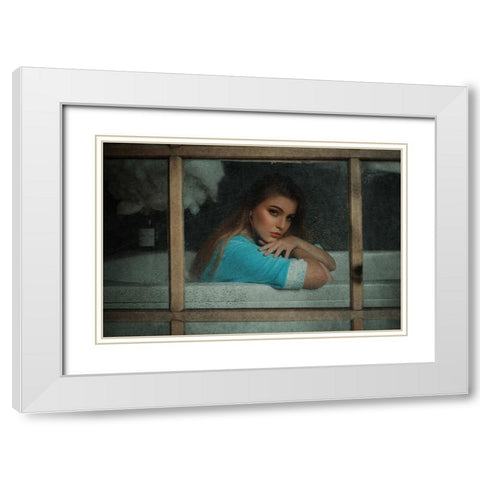 Bunga White Modern Wood Framed Art Print with Double Matting by Abdillah, Djayent