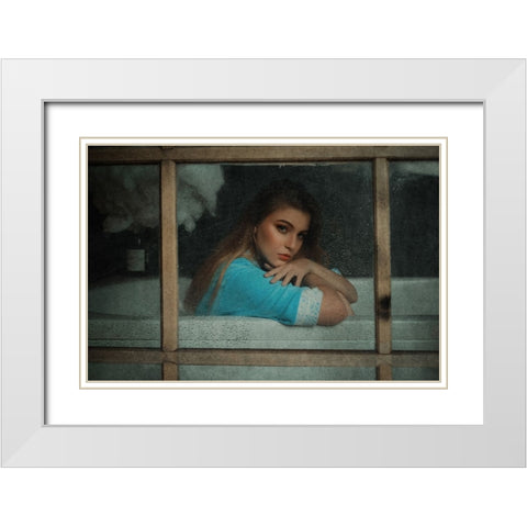 Bunga White Modern Wood Framed Art Print with Double Matting by Abdillah, Djayent