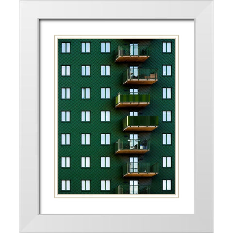 Snaky White Modern Wood Framed Art Print with Double Matting by Surleac, Marius