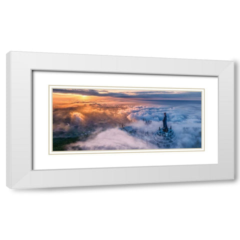 Sunrise In Nui Ba Moutain White Modern Wood Framed Art Print with Double Matting by Tan Tuan, Nguyen