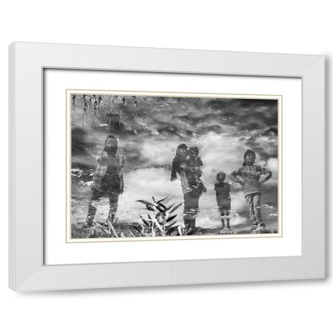 Reflection Of Childhood White Modern Wood Framed Art Print with Double Matting by Khodadadi, Shahla