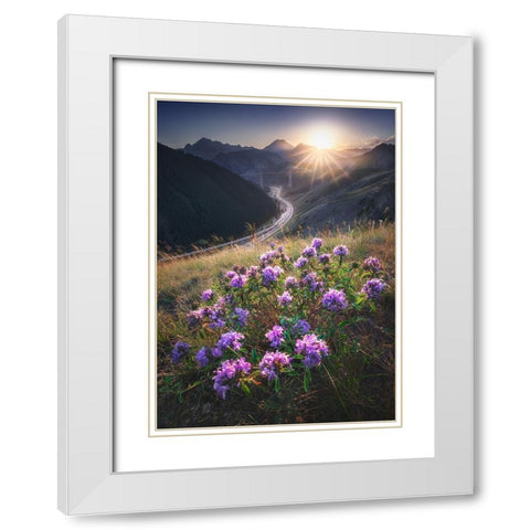 Guozigou Bridge In Full Bloom White Modern Wood Framed Art Print with Double Matting by Cui, Yuan